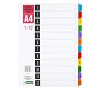 D.RECT Registro laminato A4 per documenti, schede, 1-12, codificato a colori
