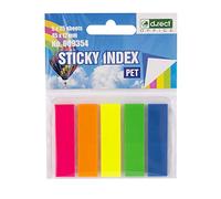 D.RECT Segnapagina Adesivi 5 colori, 45x12mm, 5x25 fogli, Strisce adesive Notes Index