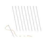 D.RECT Set di 10 aghi da ricamo a occhio grande, in acciaio, con punta e grande occhio per limare file, lunghezza 100 mm