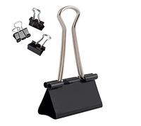 D.RECT Set di 12 Clip Pieghevoli in Metallo - Clip Ferma Carta 41 mm - Fermagli Neri Extra Grandi per Documenti, Carta e Fascicoli - Ideali per Ufficio, Scuola e Casa