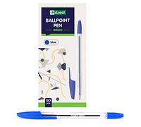 D.RECT Set di 50 Penne 9900 | Penne per Scuola, Lavoro, Ufficio | Penne a Sfera con Cappuccio e Alloggiamento Trasparente | Colore Blu
