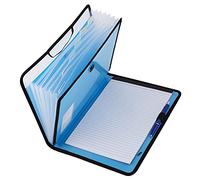 D.RECT Set di cartelle portadocumenti espandibili, portatili, con elastico rotondo e bottone di chiusura, 7 scomparti, formato A4, blu