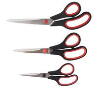 D.RECT Set di Forbici 3 Pezzi 16/21/25 cm, Forbici in Acciaio Inox con Impugnatura Gommata da Ufficio e Casa per Carta, Cartone, Pellicola e Nastro Adesivo