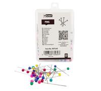 D.RECT Spilli da Sarta 250 Pezzi - Spille da Cucito 37 mm con Testa Colorata - Spille in Acciaio per Tessuto, Sughero, Cucito, Scuola, Ufficio, Fai da Te