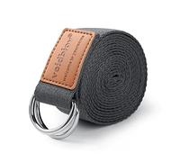 D-Ring Cinghia in cotone per yoga pilates stretch cintura yoga fascia 1,8 m (4 colori), perfetto per stretching, azienda pone, migliorare la flessibilità e fisioterapia, red +black