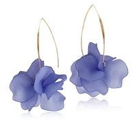 D.Rosse - Orecchini pendenti in resina con petali di rosa, lunghi orecchini a forma di fiore in acrilico, per donne e ragazze, plastica e metallo