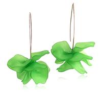 D.Rosse - Orecchini pendenti in resina con petali di rosa, lunghi orecchini a forma di fiore in acrilico, per donne e ragazze, plastica e metallo