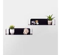 D-Segno Mensole da muro moderne Smarty. Mensola da muro design Office. Giocose, giovani e funzionali. Semplice e veloce da montare | P20 L60 X H12 cm |100% Made in Italy (Nero, 2 Pezzi)