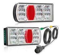D-TECH Fanale Fanali Posteriori Rimorchio LED Omologati ECE 12V/24V 7 Funzioni Plug & Play Kit Luci Rimorchio 13 Poli Cavo 5,5 m + 25cm per Extra Luce Targa o Ingombro o Retronebbia o Retromarcia