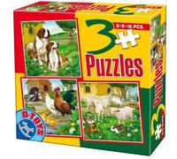 D-Toys - Puzzle Animali domestici 3v1 - 1-39 Pezzi