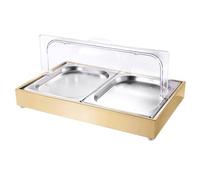 D Vassoio espositore per frutti di mare con coperchio trasparente arrotolabile per cibo e ghiaccio, per frutta e piatti, profondità 2 cm, design a 2 griglie, perfetto per feste ed eventi