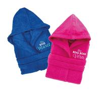 D&Vlab Accappatoi Personalizzati per Coppia con Nome Ricamato - Accappatoio in Spugna Cotone con Cappuccio - Boss e Real Boss Idea Regalo per Lui e Lei Sposi Mamma Papà Anniversario Natale