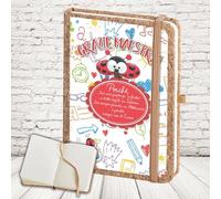 D&Vlab Agenda Notes Quaderno Appunti Diario Regalo per Maestra Fine Anno Insegnante Elementare Asilo Infanzia Personalizzato con Nome Classe Alunni Originale in Sughero 160 pagine COCCINELLA