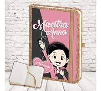 D&Vlab Agenda Notes Quaderno Appunti Diario Regalo per Maestra Fine Anno Insegnante Elementare Asilo Infanzia Personalizzato con Nome Classe Alunni Originale in Sughero 160 pagine SENZA TE