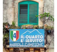 D&Vlab Banner Striscione con Occhielli In PVC per esterno Celebrativo Napoli 4° Scudetto 2025 Campione D'Italia, STAMPA PROFESSIONALE Tifosi Partenopei Ultras Calcio Napoletani Calcio (100x400 cm)