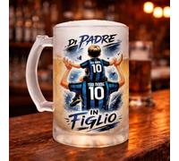 D&Vlab Boccale Birra 600ml in Vetro Satinato di Padre in Figlio Personalizzato con Nome per papà Tifosi Calcio Squadre Ultras Nero Azzurri Interisti