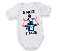 D&Vlab Bodino Neonato Bimbo Bambini Divertenti DI PADRE IN FIGLIO Personalizzato con Nome in 100% Cotone per Papà Tifosi Calcio Squadre Ultras Nero Azzurri Interisti