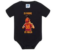 D&Vlab Body Tutina Bodino Neonato Bimba Bambini Divertenti DI PADRE IN FIGLIA Personalizzato con Nome in 100% Cotone per Papà Tifosi Calcio Squadre Ultras Roma Giallo Rossi