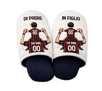 D&Vlab Ciabatte Calde Pantofole in Morbida Spugna Cotone da Uomo 36-45 di Padre in Figlio Personalizzato con Nome per papà Tifosi Calcio Squadre Ultras Rosso Neri Milanisti