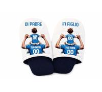 D&Vlab Ciabatte Calde Pantofole in Morbida Spugna Cotone da Uomo 36-45 di Padre in Figlio Personalizzato con Nome per papà Tifosi Calcio Squadre Ultras Azzurri Napoletani
