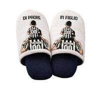 D&Vlab Ciabatte Calde Pantofole in Morbida Spugna Cotone da Uomo 36-45 di Padre in Figlio Personalizzato con Nome e Numero per papà Tifosi Calcio Squadre Ultras Bianco Neri Juventini