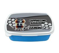 D&Vlab Contenitore Porta Pranzo merenda Bimbi Personalizzabile con NOME BRAINROT CAPPUCCINO ASSASSINO Adatto per Il Tuo Bimbo Quando va a Scuola elementare, infanzia, media