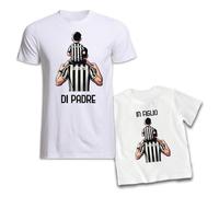 D&Vlab Coppia di T-Shirt Maglie Magliette di Padre in Figlio Idea Regalo per Il papà Squadre Nero Bianco Neri Friuliani