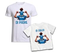 D&Vlab Coppia di T-Shirt Maglie Magliette di Padre in Figlio Idea Regalo per Il papà Squadre Tifosi Azzurri di Empolesi