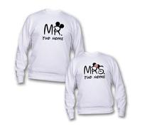 D&Vlab Felpa di Coppia per Fidanzato Fidanzata con Cappuccio e Girocollo ''MR And Mrs'' Personalizzate con Nomi Maglie Natale San Valentino Regali per Lui e per Lei, Bianche Nere