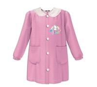 D&Vlab Grembiule Scuola Materna Asilo Infanzia Bimba Bambina a quadretti Rosa con Bottoni Personalizzato con nome Personaggio Baby Unicorn, Made in Italy, 3 4 5 6 7 Anni