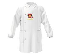 D&Vlab Grembiule Scuola Materna Asilo Infanzia Bimbo Bambino Divisa Bianco Bianca con Bottoni Personalizzato con nome Ricamato e Ricamo Romanisti Giallo Rossi Made in Italy, 3 4 5 6 7 Anni