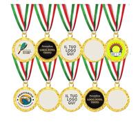 D&Vlab Kit Set 10 Medaglie Premiazioni Personalizzate con Logo, Immagine e Scritte - Ideale per Ogni Cerimonia di Premiazione Sportive Gare ed Eventi- Personalizzazione con Stampa a Colori (50)