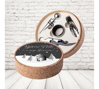 D&Vlab Kit Set Accessori Vino Cavatappi Bottiglie Di Vino, Idea Regalo Personalizzato con Nome Famiglia per Natale ''NEVE ALLA PORTA''