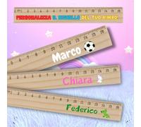 D&Vlab Righello Personalizzato con nome e Personaggio per inizio della scuola in diversi, riga in legno da 30 cm, idea regalo bambini scuola elementare asilo materna