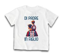 D&Vlab T-Shirt Maglia Bimbo Bambini Divertenti Maglietta di Padre in Figlio Personalizzato con Nome in 100% Cotone per papà Tifosi Calcio Squadre Ultras Rosso Blu Bolognesi