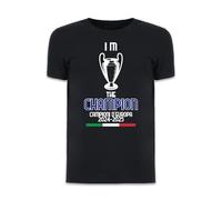 D&Vlab T-Shirt Uomo Celebrativa Neroazzurri Vittoria Champions 2025 Monaco, Maglietta Campioni D'Europa 24-25 Personalizzabile, Maglia per Sport Interisti Supporters Tifosi Ultras Calcio