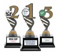 D&Vlab Tris di Coppe e Trofei 1° 2° 3° Posto con Targhetta Personalizzata Inclusa per Premiazioni Personalizzate Gare di Calcio, Basket, Volley, Eventi Sportivi, Fantacalcio, Caccia, Pesca, Bambini