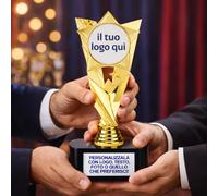 D&Vlab Trofeo Personalizzabile, Coppa in Oro 22cm, con Targhetta Personalizzata Inclusa, Premiazioni per Gare di Calcio, Basket, Volley, Eventi Sportivi, Fantacalcio, Caccia, Pesca, Bambini