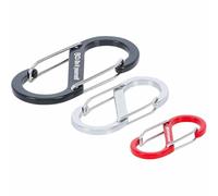 D-Work Assortimento di 3 ganci a moschettone a doppia apertura, in alluminio, pratici e resistenti, 3 pezzi