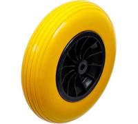 D-Work - Ruota per carriola da 400 mm, in poliuretano, colore: Giallo/Nero