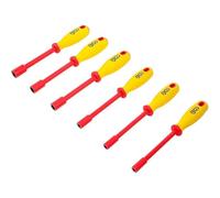 D-Work - Set di cacciaviti VDE a bussola a sei scomparti, 5,5-12 mm, 6 pezzi, isolamento e sicurezza elettrica, in acciaio