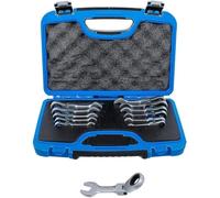 D-Work Set di chiavi miste a cricchetto corto, 8-19 mm, 12 pezzi, pieghevoli, precisione e risparmio di spazio, zone difficili