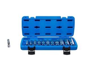 D-Work - Set di prese speciali con spaccature da 12 pezzi, 8-19 mm, 3/8, resistenti e pratici, in acciaio, Pro