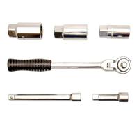 D-Work - Set di strumenti per candele di accensione, 6 pezzi, trasmissione 10 mm (3/8), precisione e robustezza,