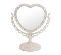 D&X Specchio da 17,8 cm a forma di cuore, rotazione di 360 gradi, doppio specchio ingranditore per trucco, bagno, camera da letto, specchio vintage carino (beige, a forma di cuore)