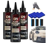 D1 Glass Polishing Liquid, 150ml D1 Glass Polishing, Anti-Fog Hydrophobic Coating Spray, Scratch Remover for Car Windows, Removes Coatings, Scratches, Wiper Marks (3 Pcs)