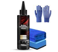 D1 Glass Polishing Liquid, Anti-Fog Hydrophobic Coating Spray, Car Glass Polishing Compound Windshield Cleanerglass Oil Film Remover with Sponge, Removes Swirls,Scratches,Wiper Marks&Oil Film (1PCS)