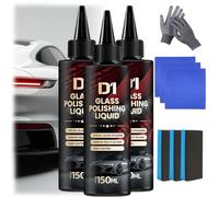 D1 Glass Polishing Liquid, Auto Glass Scratch Care Polishing Fluid, Anti-Fog Hydrophobic Coating Spray, Eliminates Coatings, Waxes, Oils and More (3pcs)