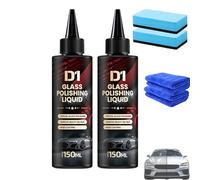 D1 Glass Polishing Liquid, Bianca Glass Polishing Liquid D1, Car Compound Windshield Oil Film Remover, Anti-Fog Hydrophobic Coating Spray, Wiper Marks, Swirls, and Oil Film (2pcs)