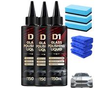 D1 Glass Polishing Liquid, Bianca Glass Polishing Liquid D1, Car Compound Windshield Oil Film Remover, Anti-Fog Hydrophobic Coating Spray, Wiper Marks, Swirls, and Oil Film (3pcs)